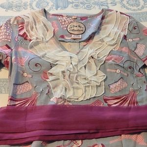 Light grey dress with purple designs